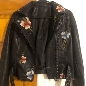 Floral Leather Jacket